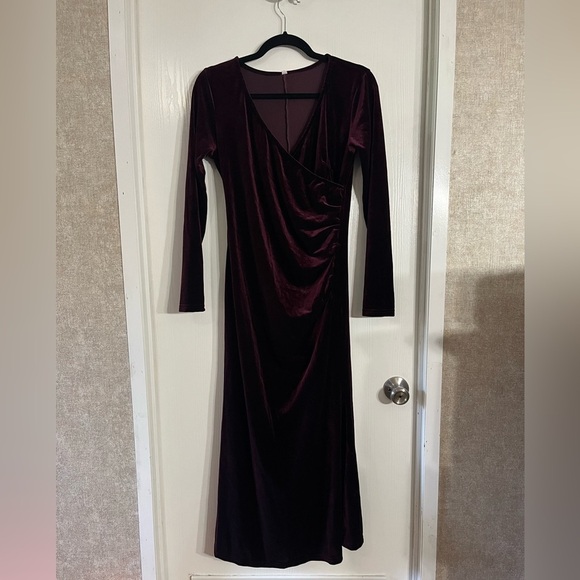 Velvet Burgundy Velvet Dress - Picture 1 of 6